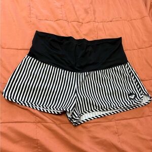 Roxy Striped Black and White Athletic Shorts